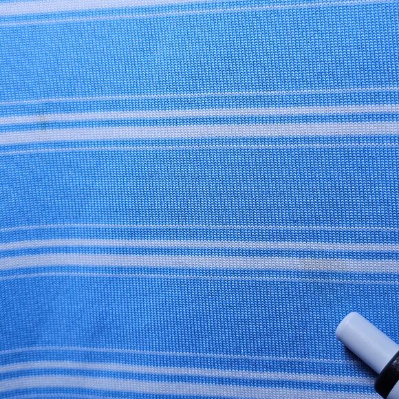 ADIDAS GOLF POLO CLIMALITE Light Blue Striped Mens Large Baker National Golfing - Picture 10 of 13